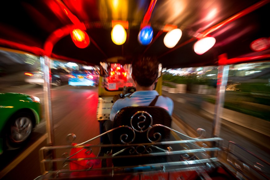 Interior view from 'Tuk Tuk', Bangkok, Thailand