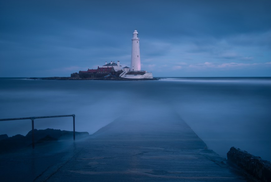 St Mary's Lighthouse, Holy Island, Northumberland, England