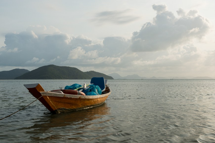 Moored Boat, Thong Krut Beach, Ko Samui Island, Surat Thani, Thailand