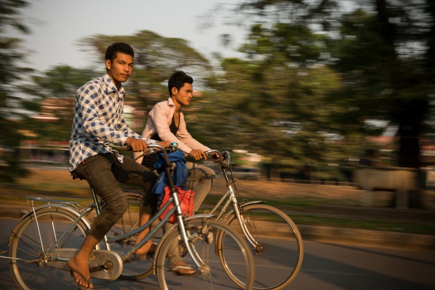 Panning shot of Traffic, Angkor, Siem Reap, Cambodia