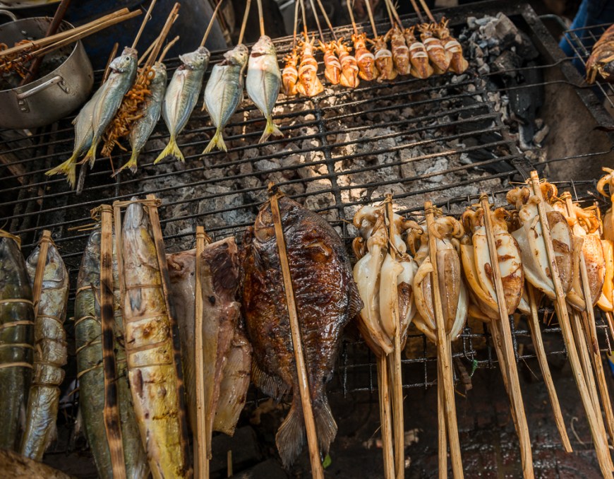 BBQ Stalls at Crab Market, Kep, Kep Province, Cambodia, Indochina, Asia