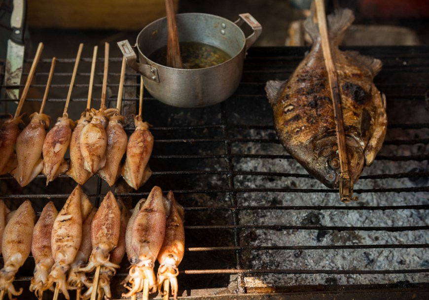BBQ Stalls at Crab Market, Kep, Kep Province, Cambodia, Indochina, Asia