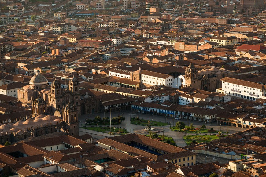 View over Cusco at dawn from Saqsaywamán, Cusco, Peru