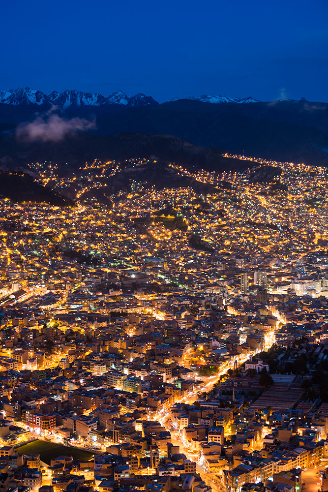 View of La Paz at night from El Alto, La Paz, Bolivia