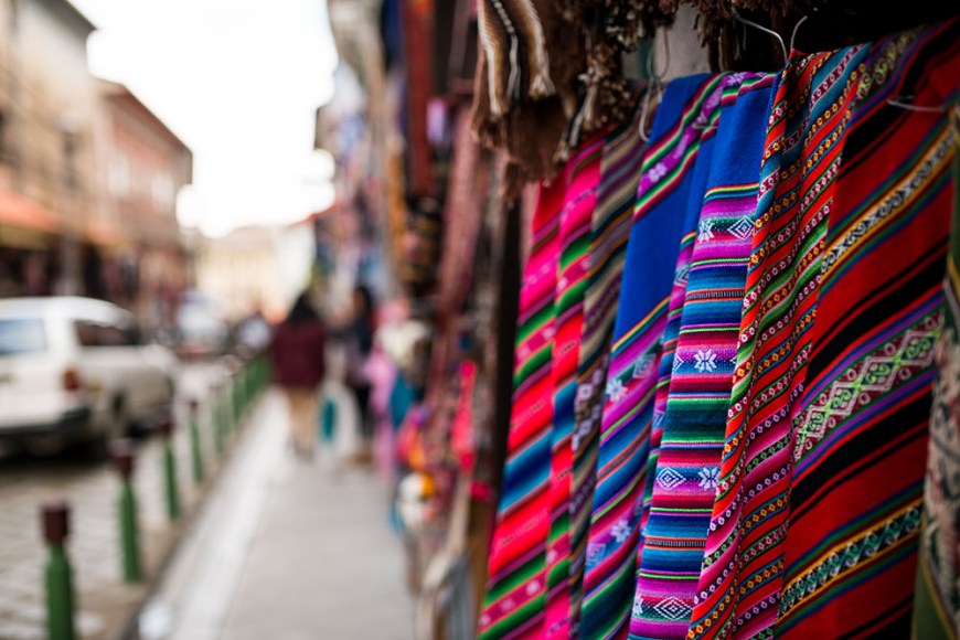 Textile shops, La Paz, Bolivia