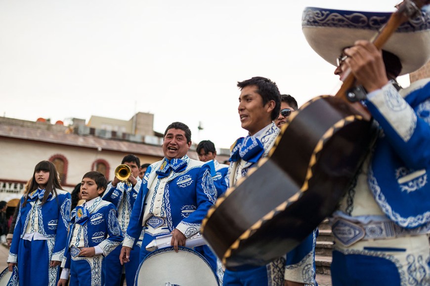 Peruvian wedding with Mariachi Band, Plaza de Armas, Puno, Lake Titicaca, Peru