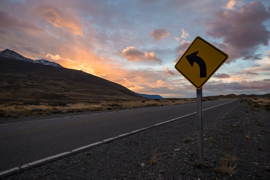 Dawn sky on the road from El Chaltén, Los Glaciares National Park, Santa Cruz Province, Argentina