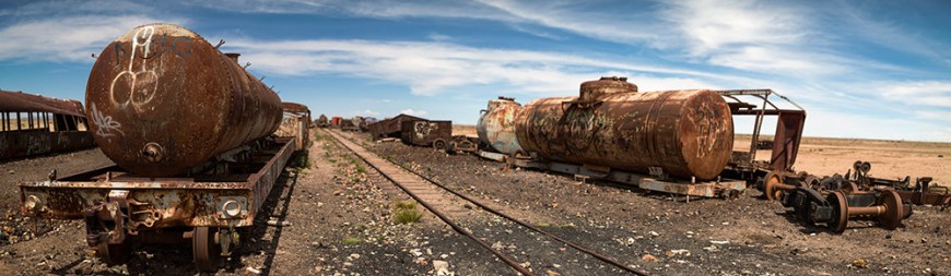 Train Cemetery, Salar de Uyuni, Southern Altiplano, Bolivia