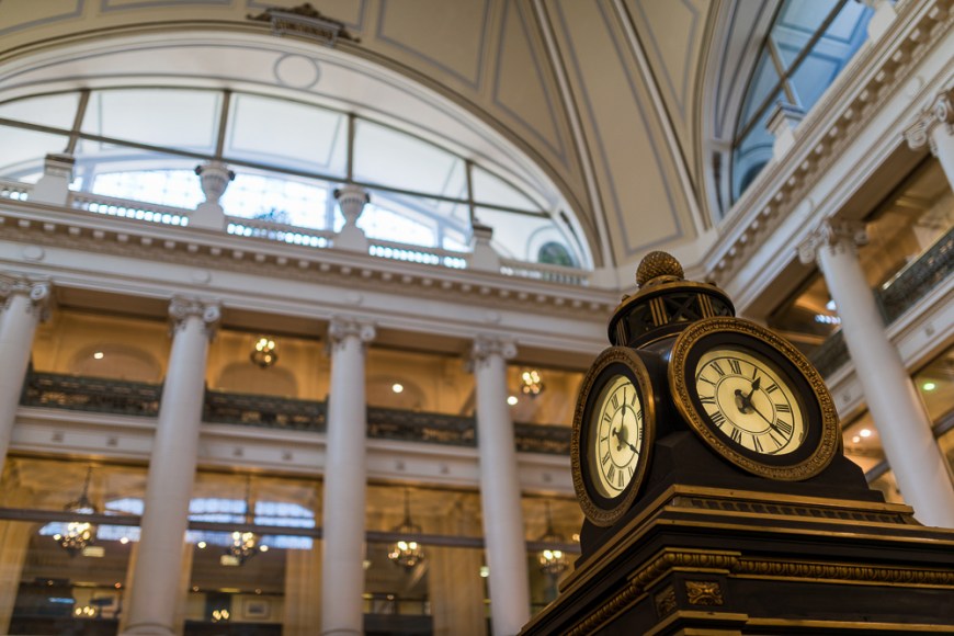 Interior of the main branch of the Banco de Chile (Bank of Chile), Santiago, Chile