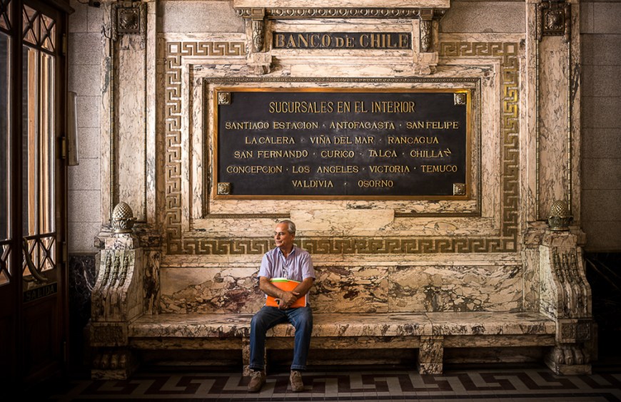 Interior of the main branch of the Banco de Chile (Bank of Chile), Santiago, Chile