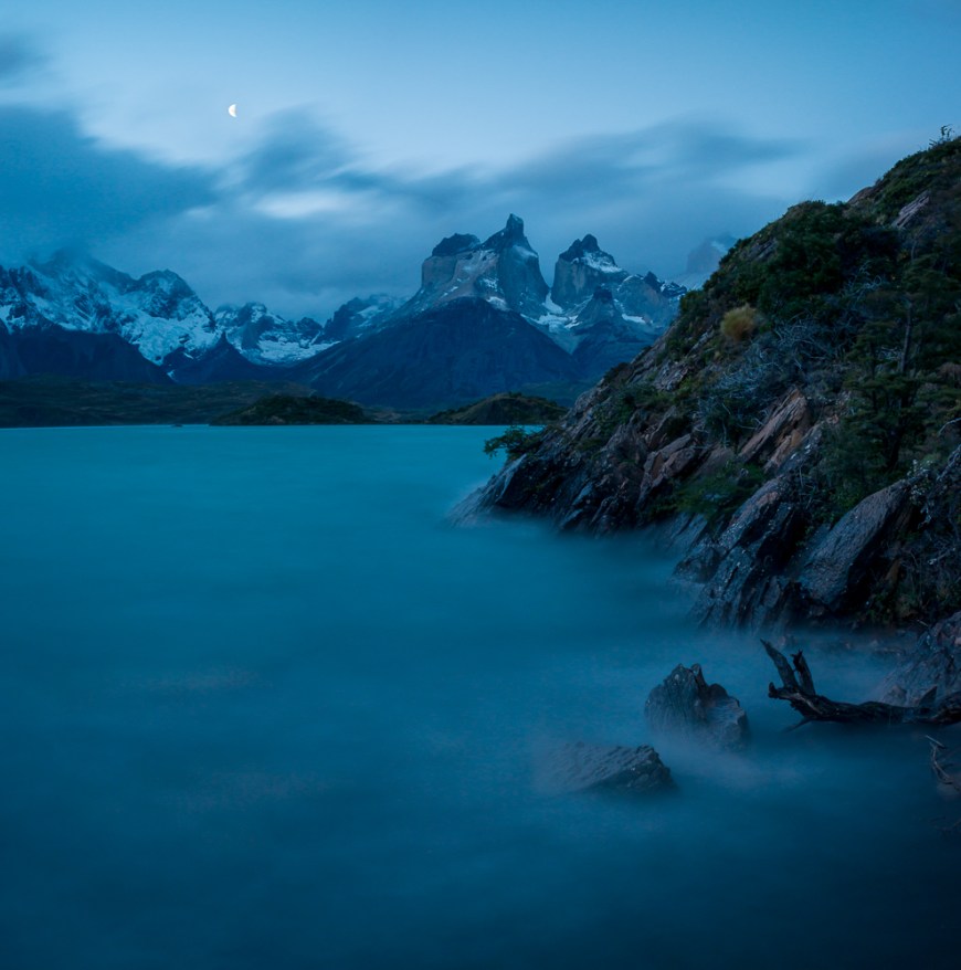 Twilight over Lake Pehoé, Torres de Paine National Park, Patagonia, Chile