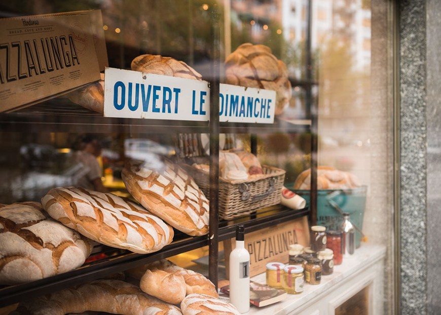 Cafe window display, Milan, Lombardy, Italy