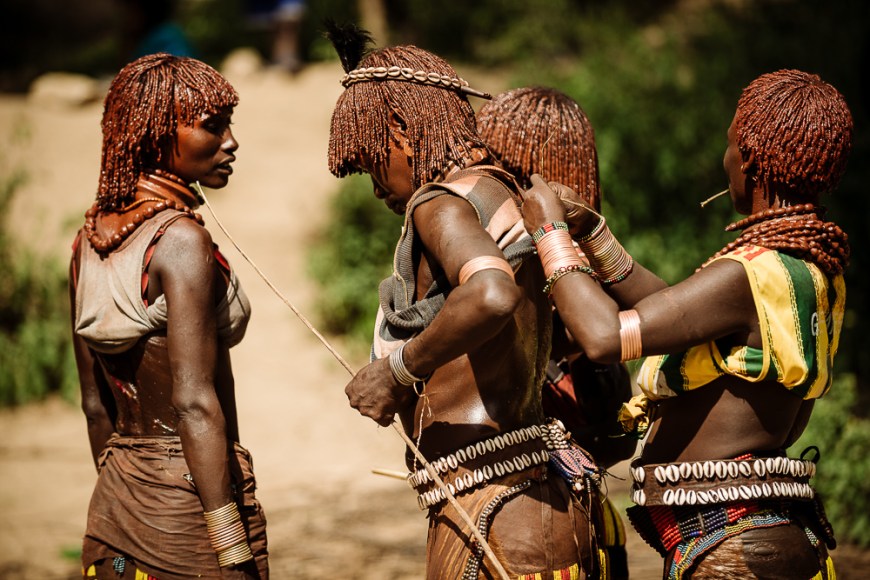 Jumping of the Bulls Ceremony, Hamar Tribe, Turmi, Omo Valley, Ethiopia