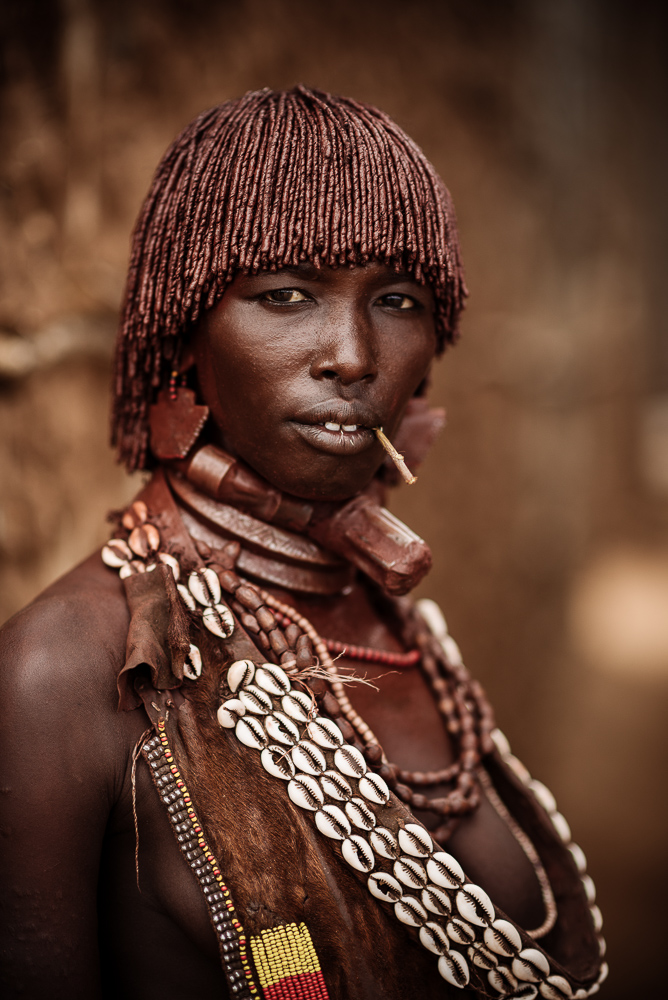 Portrait of Wato from Hamar Tribe, Turmi Market, Omo Valley, Ethiopia