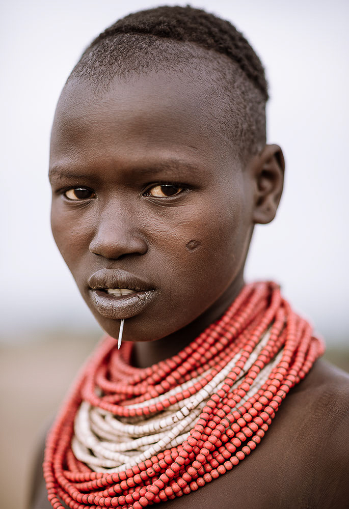 Portrait of Aika, Kara Tribe, Duse Village, Omo Valley, Ethiopia