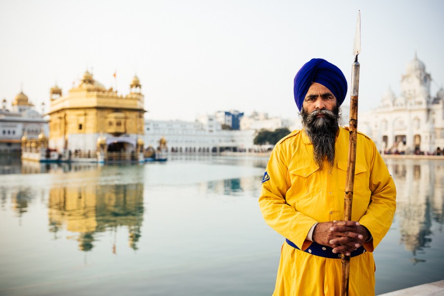 Portrait of guard, Harmandir Sahib (Golden Temple), Amritsar, Punjab, India
