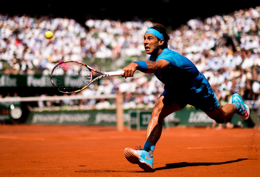 03.06.2015. Paris, France. Roland Garros French Open. Rafael Nadal of Spain in action during his Men's Singles match against Novak Djokovic of Serbia on day eleven of the 2015 French Open 2015 in Paris, France. Djokovic won the match 7-5 6-3 6-1 to move into the semi finals