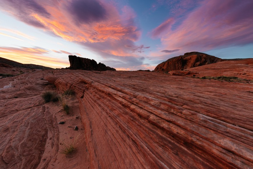 Geology at dusk in Valley of Fire State Park, Nevada, USA