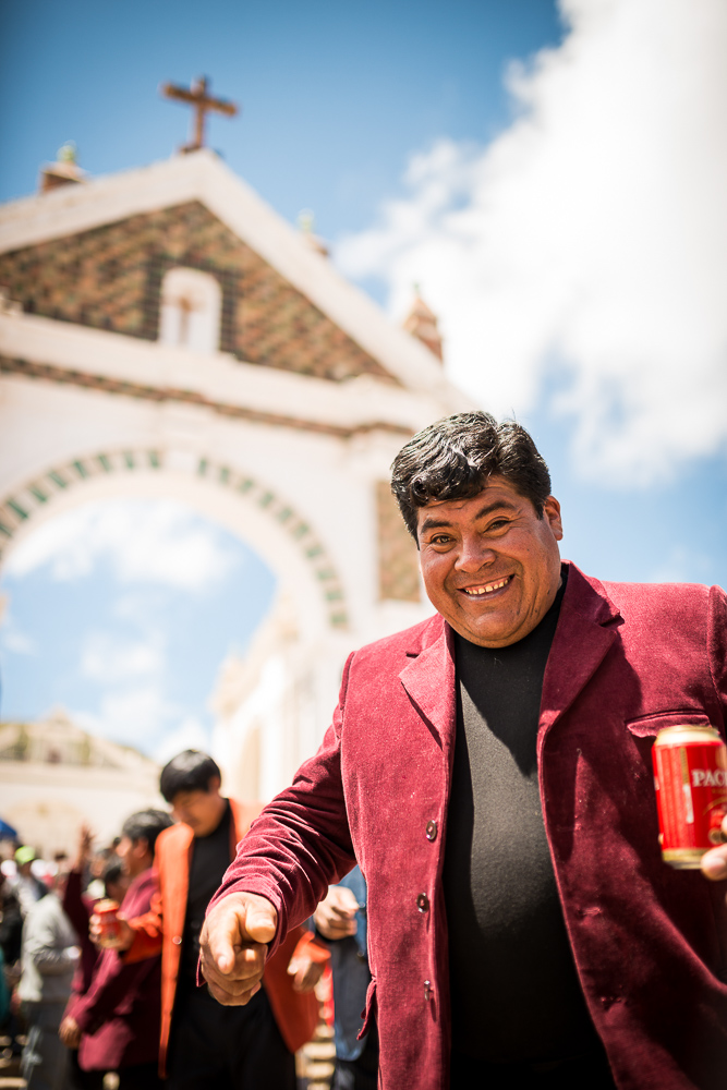 Festival reveller, Fiesta de la Virgen de la Candelaria, Copacabana, Lake Titicaca, Bolivia