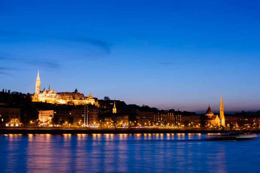 Buda & Danube River at night, Budapest, Hungary