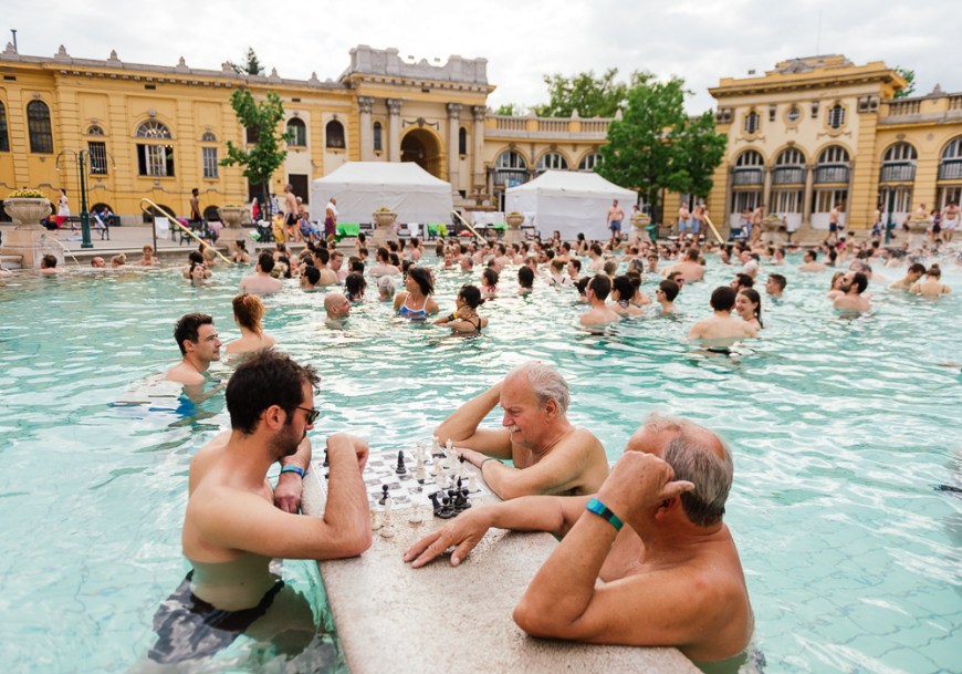 Men playing chess, Széchenyi Thermal Baths, Budapest, Hungary