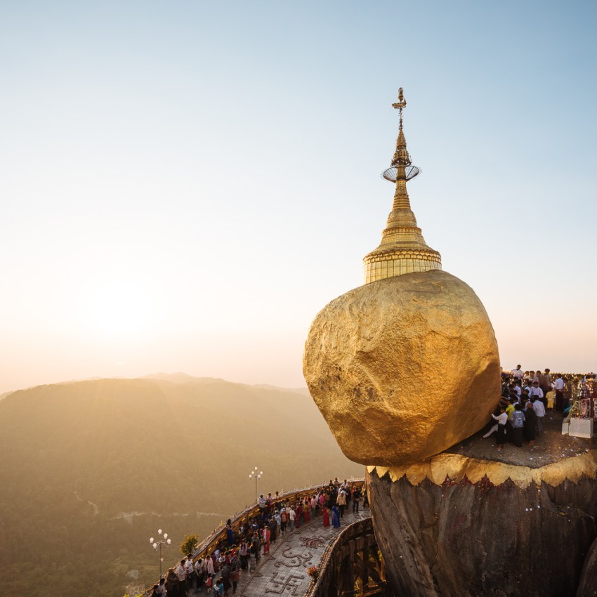 Mount Kyaiktiyo Golden Rock Myanmar Sunset