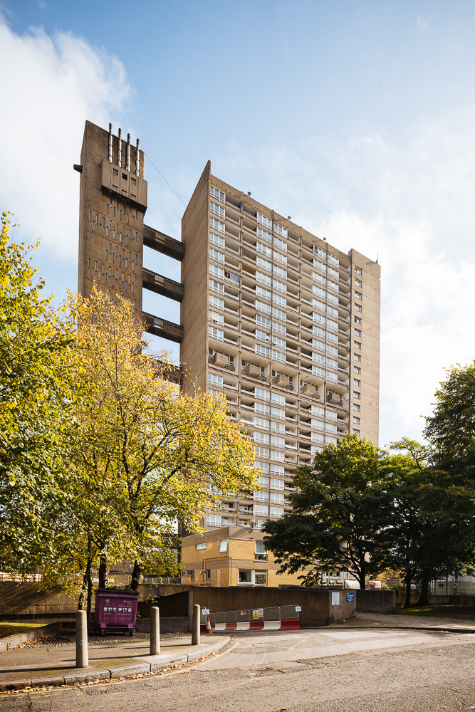 Exterior of The Balfron Tower, Poplar, London, UK