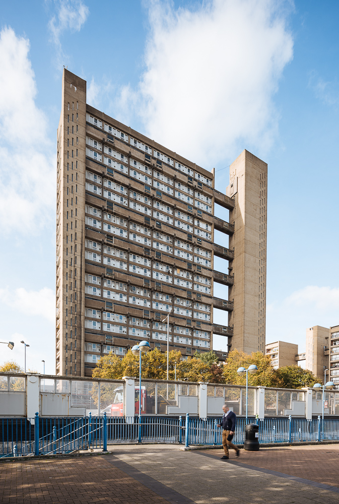 Exterior of The Balfron Tower, Poplar, London, UK