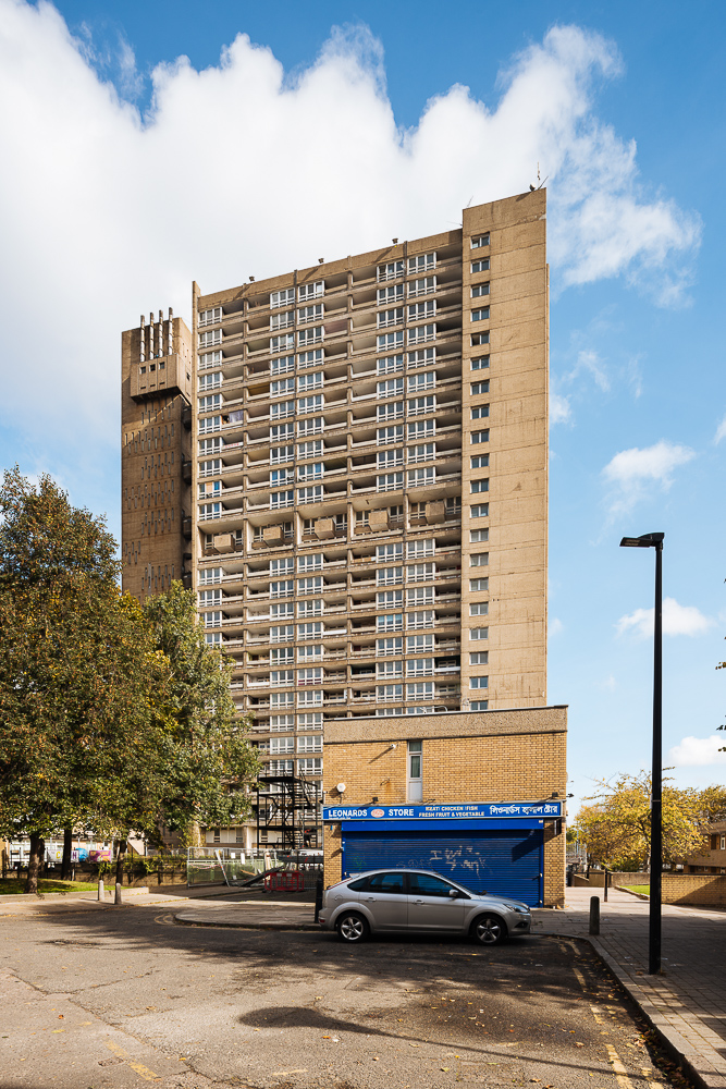 Exterior of The Balfron Tower, Poplar, London, UK