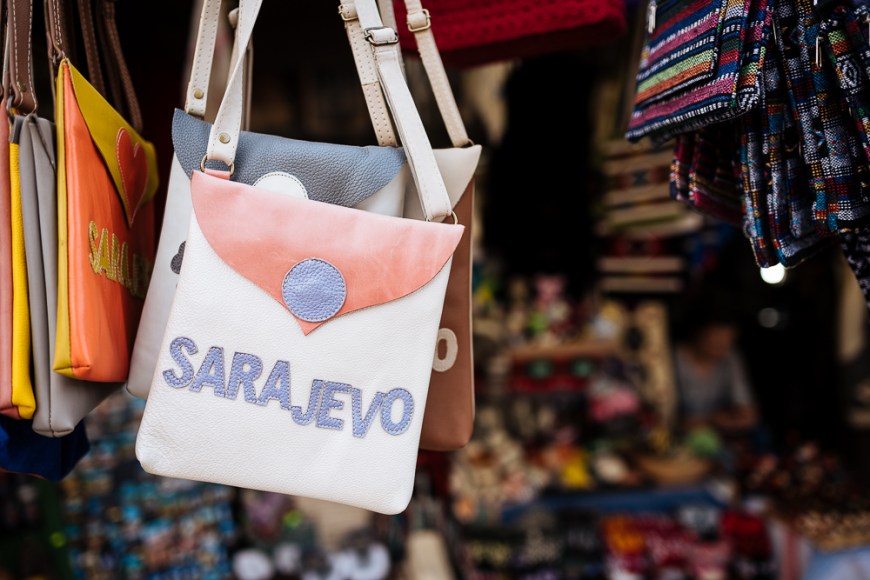 Souvenir bags for sale, Old Town, Sarajevo, Bosnia
