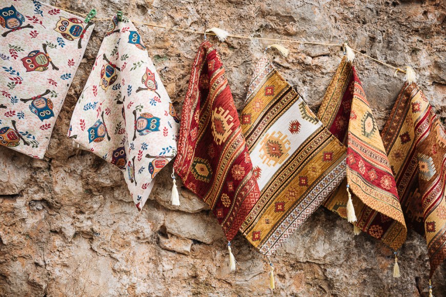 Souvenir textiles for sale, Počitelj, Bosnia & Hercegovina