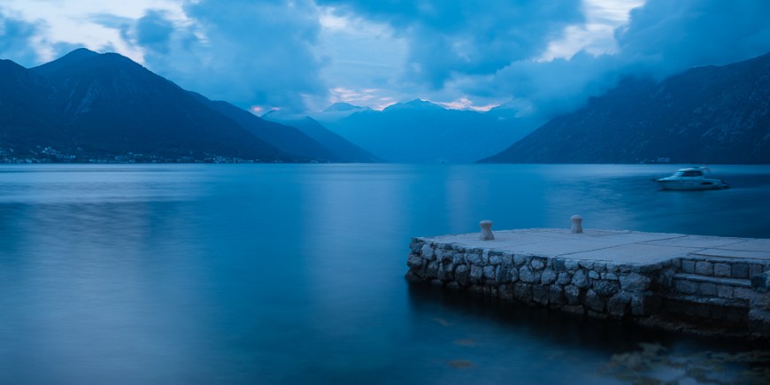 Bay of Kotor at twilight, Dobrota, Montenegro