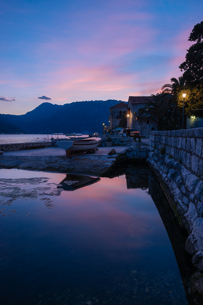 Perast at twilight, Bay of Kotor, Montenegro