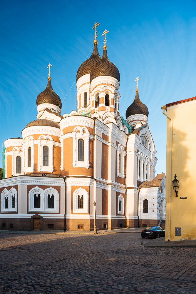 Exterior of Russian Orthodox Alexander Nevsky Cathedral at dawn, Toompea, Old Town, Tallinn, Estonia, Europe