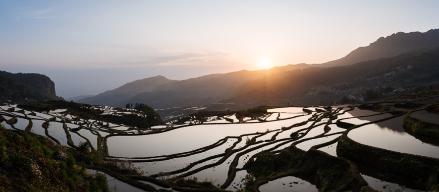 Duoyishu Rice Terraces at dawn, Yuanyang, Yunnan Province, China