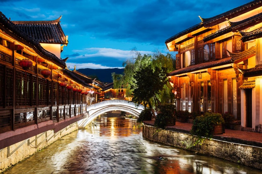 Lijiang at twilight, Yunnan Province, China