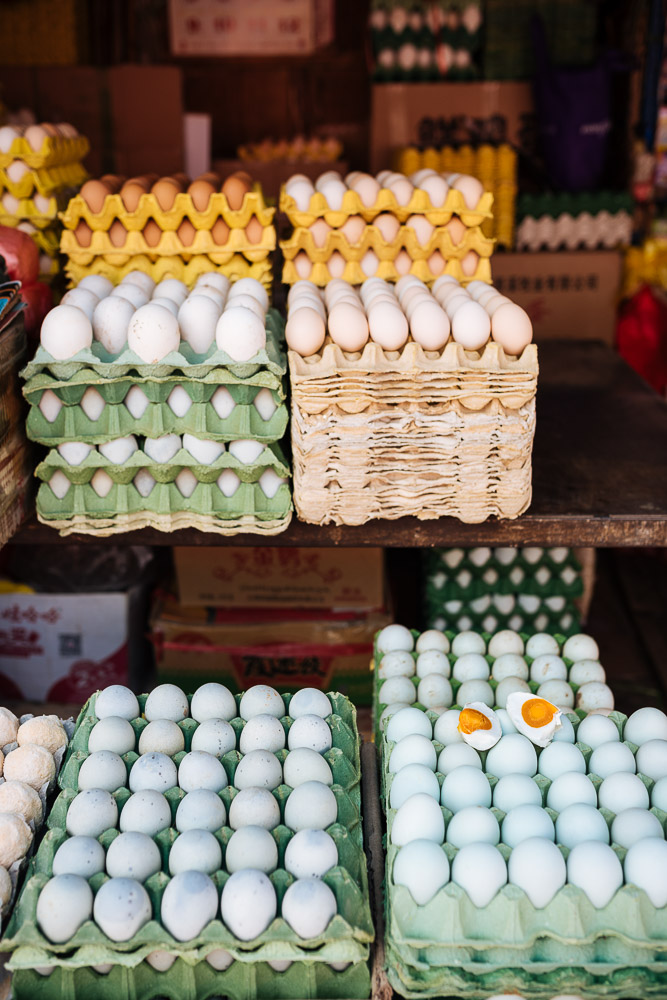 Eggs on display, Zhongyi Market, Lijiang, Yunnan Province, China