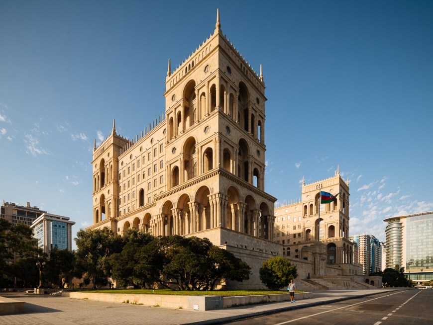 Exterior of House of Government, Freedom Sqaure, Baku, Azerbaijan