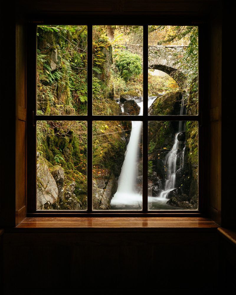 Waterfall at Rydal Mount, Rydal, Lake District, Cumbria, England, United Kingdom