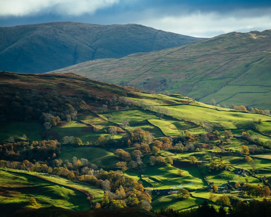 View on Autumn dawn from Loughrigg Fell, Lake District, Cumbria, England, United Kingdom