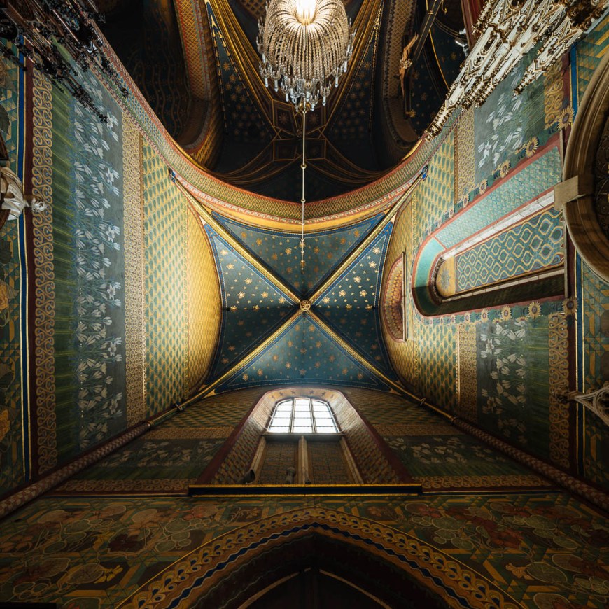 Interior view of Ceiling of The Church of St. Francis of Assisi , Krakow, Malopolskie, Poland, Europe