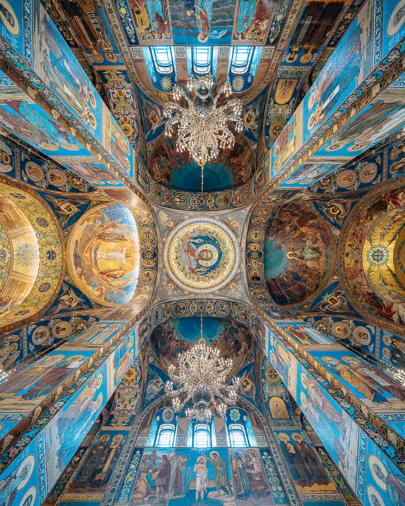 Mosaic of Christ Pantocrator under the Central Dome, Interior of Church of the Savior on Blood aka Church of the Resurrection, Saint Petersburg, Leningrad Oblast, Russia