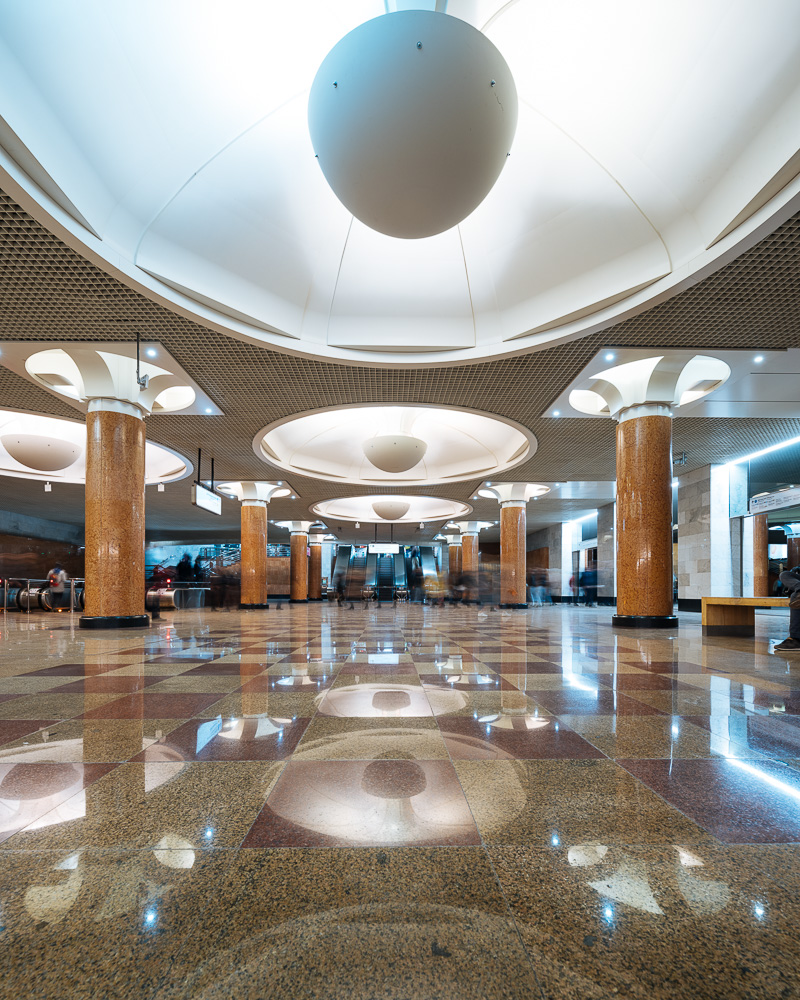 Interior of Park Pobedy Metro Station, Moscow, Moscow Oblast, Russia