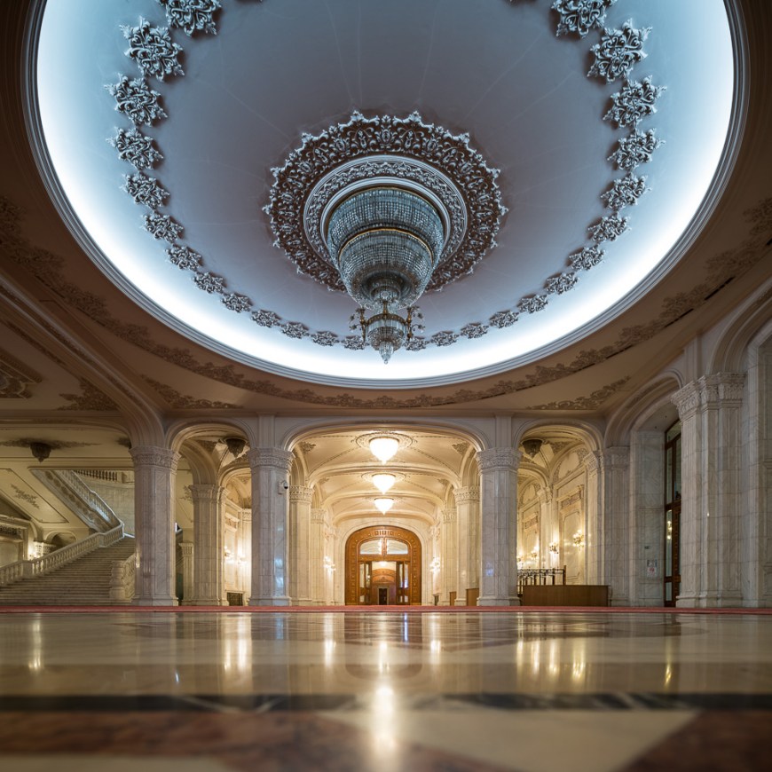 Interior rooms inside the Palace of the Parliament, Bucharest, Romania