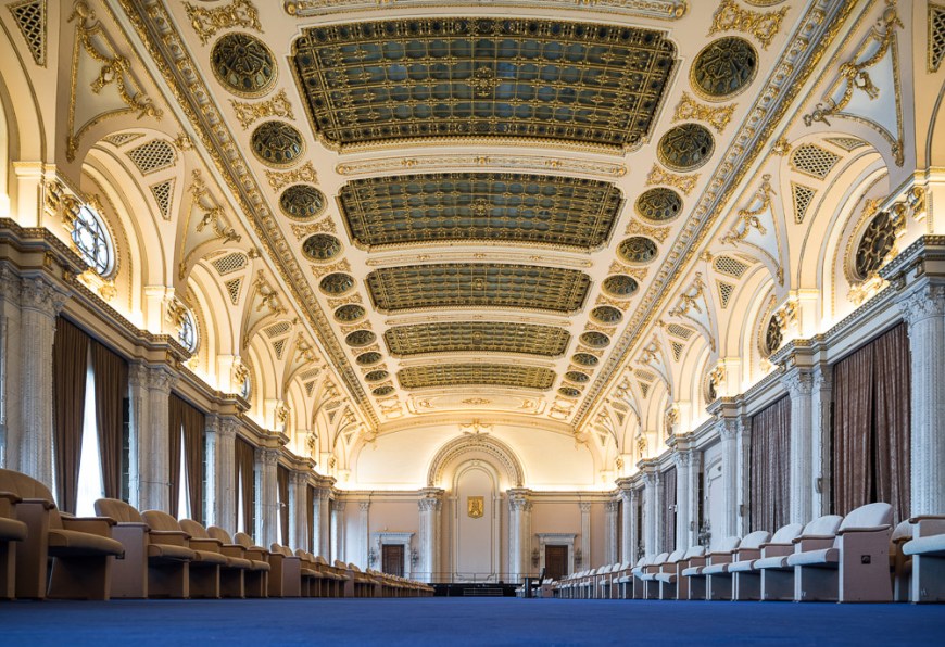 Interior rooms inside the Palace of the Parliament, Bucharest, Romania